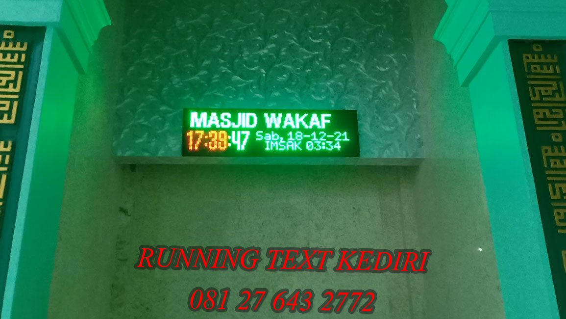 <p>Jam jadwal sholat digital led merah hijau dengan ukuran 36x164cm yang dapat dipasangkan di mushola atau masjid yang anda miliki dengan kualitas tinggi. Dengan memberikan kemudahan yaitu memperoleh led yang terbaik dan grade yang lebih tinggi, memberikan running text jadwal sholat lebih awet dan tahan lama.</p>